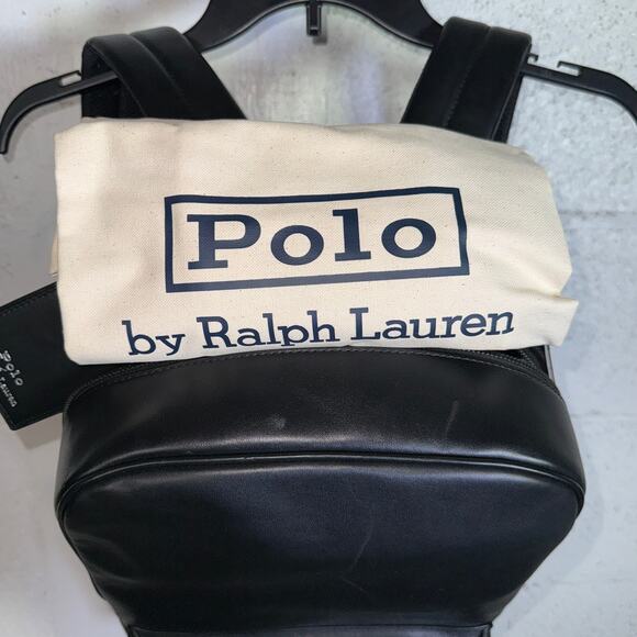 Polo Ralph Lauren Men's Smooth Leather Backpack black $348 - Picture 11 of 15